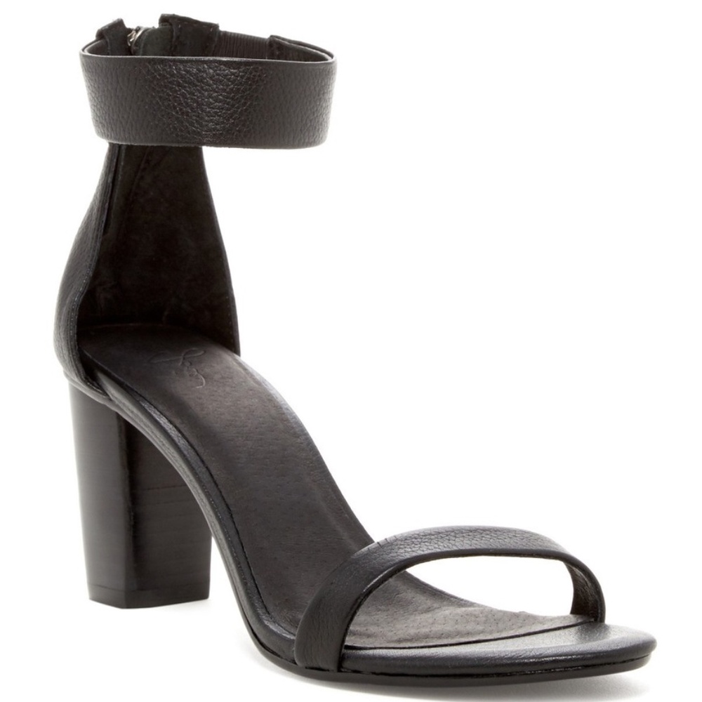 $320 JOIE LOUEZE ANKLE STRAP HIGH HEEL SANDAL 40 BLACK ZIP BACK GENUINE LEATHER